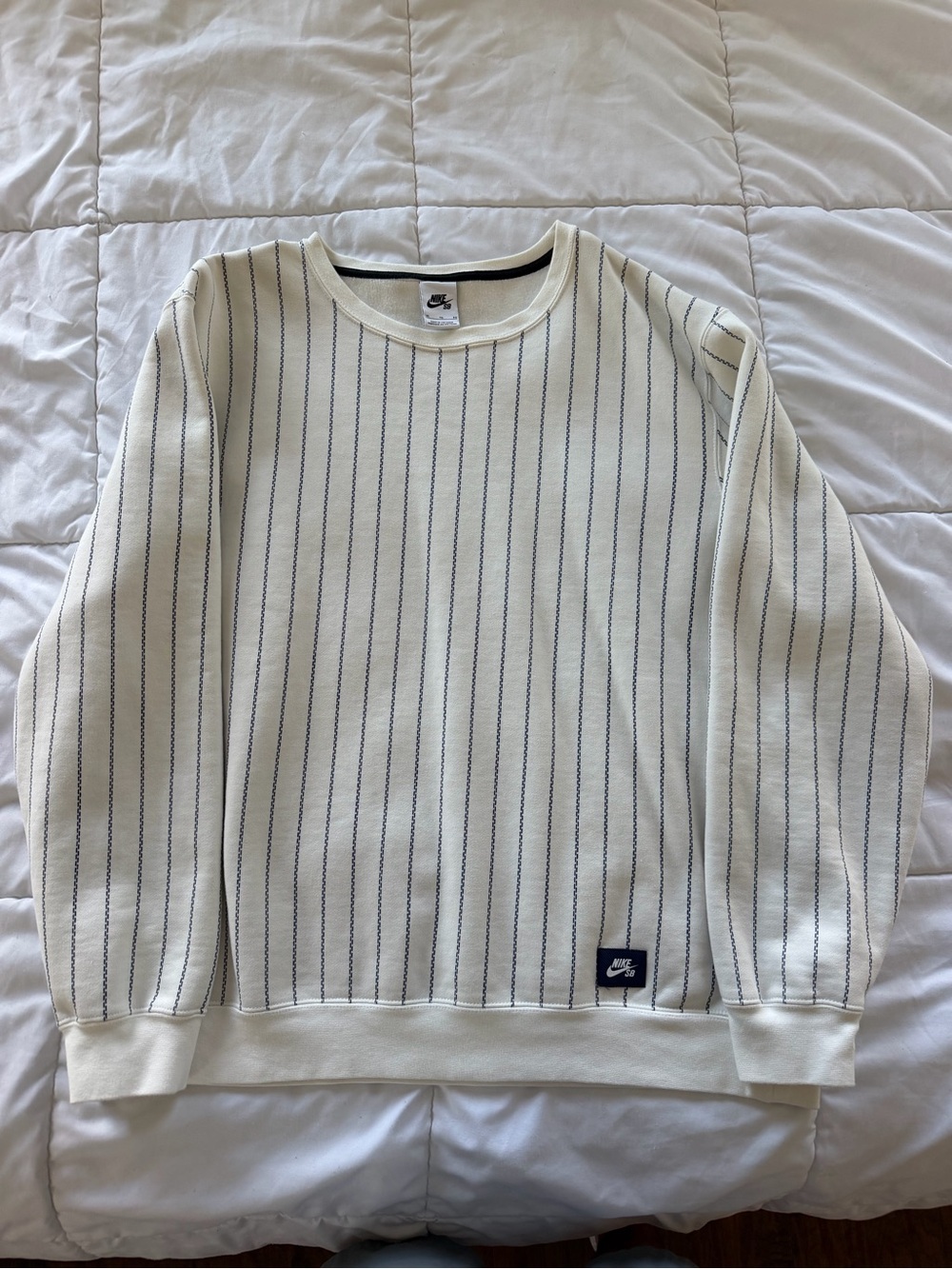 Nike Men’s Cream Pinstripe Sweater